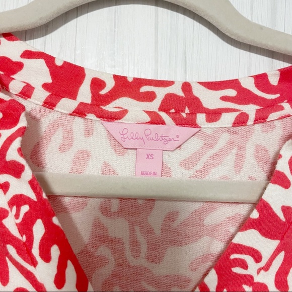 Lilly Pulitzer Odette Tunic Coral Top Size XS - Picture 3 of 7